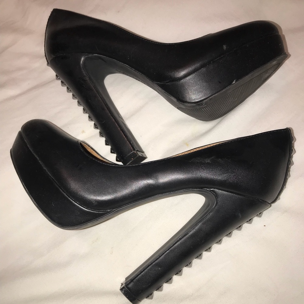 Leather studded heels